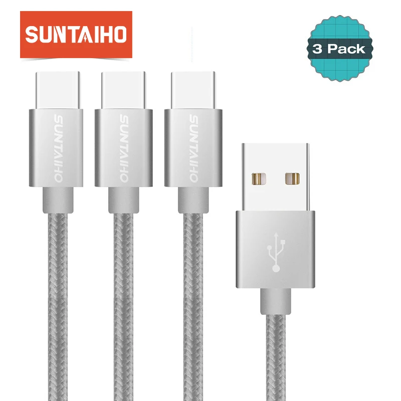3 шт./лот Suntaiho нейлоновый USB C кабель для Samsung S9 S8 1 m/2 m Type быстрой зарядки Oneplus 5 5T Nokia 8