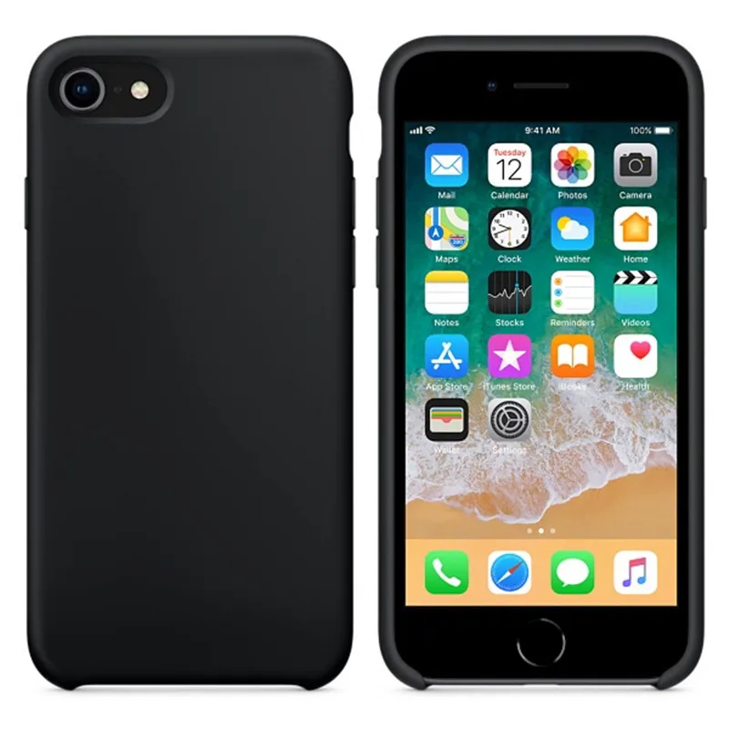 7 Black Официальный силиконовый чехол для iPhone 7 8 Plus чехол для телефона для iPhone 11 Pro X XR XS MAX чехол s для iPhone 6 S 6 S Чехол без логотипа - Цвет: 7 Black