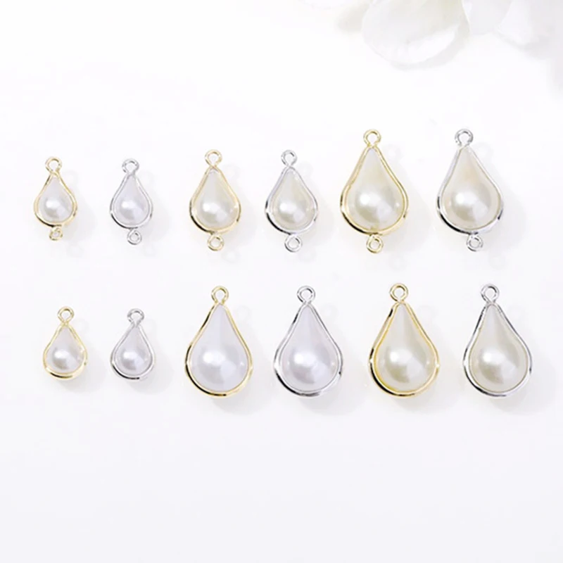 1 Pair Elegant Silver Gold Simulated Pearl Pendant Connectors Charm DIY Jewelry Accessories Findings Supplies For | Дом и сад