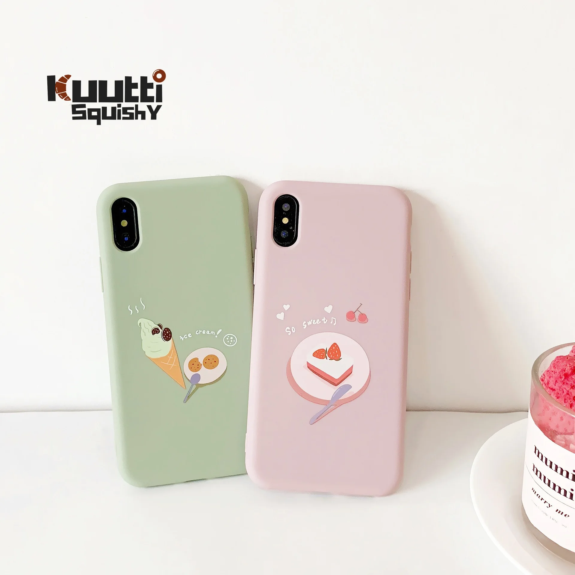 Kuutti мягкие чехлы для телефонов с милым розовым и зеленым десертным пирогом