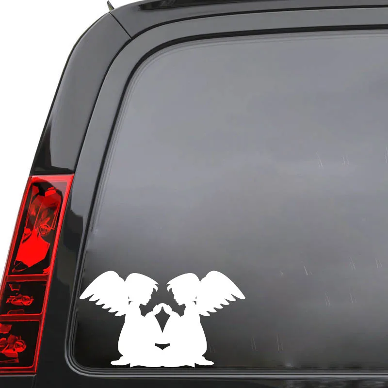 YJZT 14.8*8.7CM Lovely Baby Angels Get Together Car Sticke Silhoutte Decal Nice Design Black/Silver Covering The Body C20-1458 | Автомобили