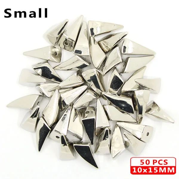 Small Sliver 50 шт. пластиковый звуковой рожок с заклепками золотой и серебряный CCB гвоздики панк рок заклепки для кожи шпильки и шипы для одежды DIY ремесла - Цвет: Small Sliver