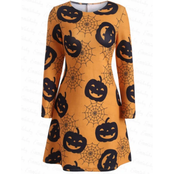 Женское платье с длинным рукавом в стиле ретро на Хэллоуин новинка 2018 винтажное