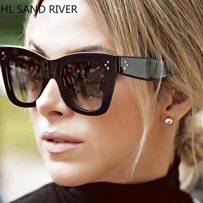 HL SAND RIVER Новые солнцезащитные очки с большой оправой Женские Ретро кошачьи глаза