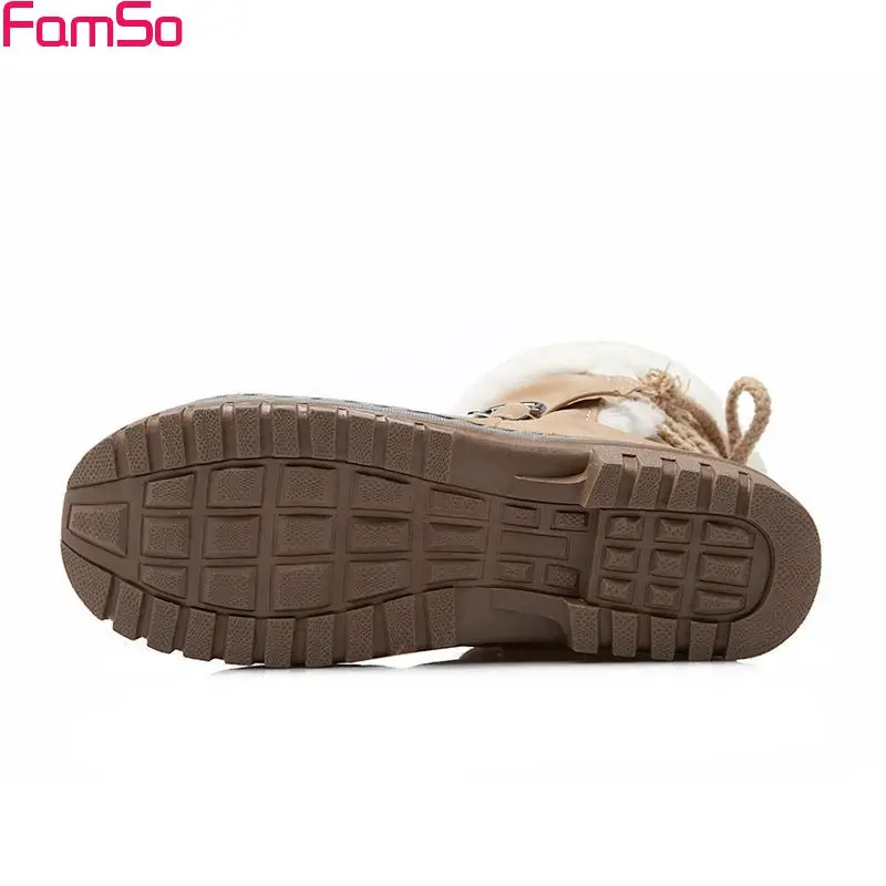 FAMSO/2019 женские зимние ботинки с пряжкой на толстом каблуке черные