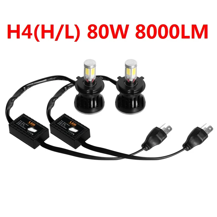 Комплекты светодиодных фар HB1 8000 лм H4 Hi/Lo H4-3 9001 80 Вт/комплект Plug &amp Play H13 9004 9007 HB2 HB5