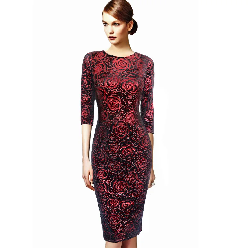 Женское платье бархат фланель элегантный Цветочный принт Винтаж установлены