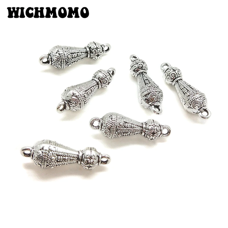 

2019 Fashion 28*9mm 6 Pieces Zinc Alloy Gourd Shape Connectors Porous Linker for DIY Earring Necklace Jewelry Accessories