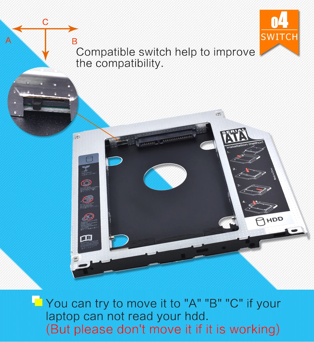 TISHRIC алюминиевый 2-й HDD Caddy 9,5 мм SATA 3,0 Optibay SSD корпус HDD корпус для Apple Macbook Pro Air 1" 15" 1" SuperDrive