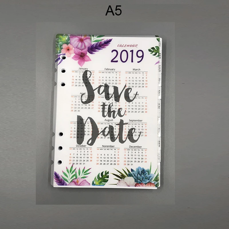 2019 flowerA5 Refill Lovedoki, ежедневник, ежемесячный планировщик, заправка, точечная сетка для Filofax, спиральный блокнот, наполнитель, бумага, школьные подарочные канцелярские принадлежности - Цвет: 2019 flowerA5 Refill
