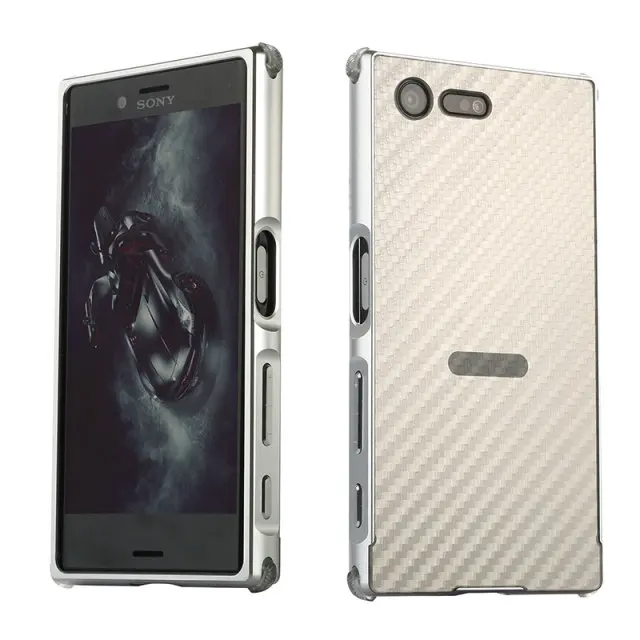 Silver Для sony Xperia X Compact XZS XZ1 XA1 Ультра чехол металлическая рамка+ углеродное волокно задняя крышка ПК Жесткий Чехол для Xperia XZ Премиум Тонкий чехол - Цвет: Silver