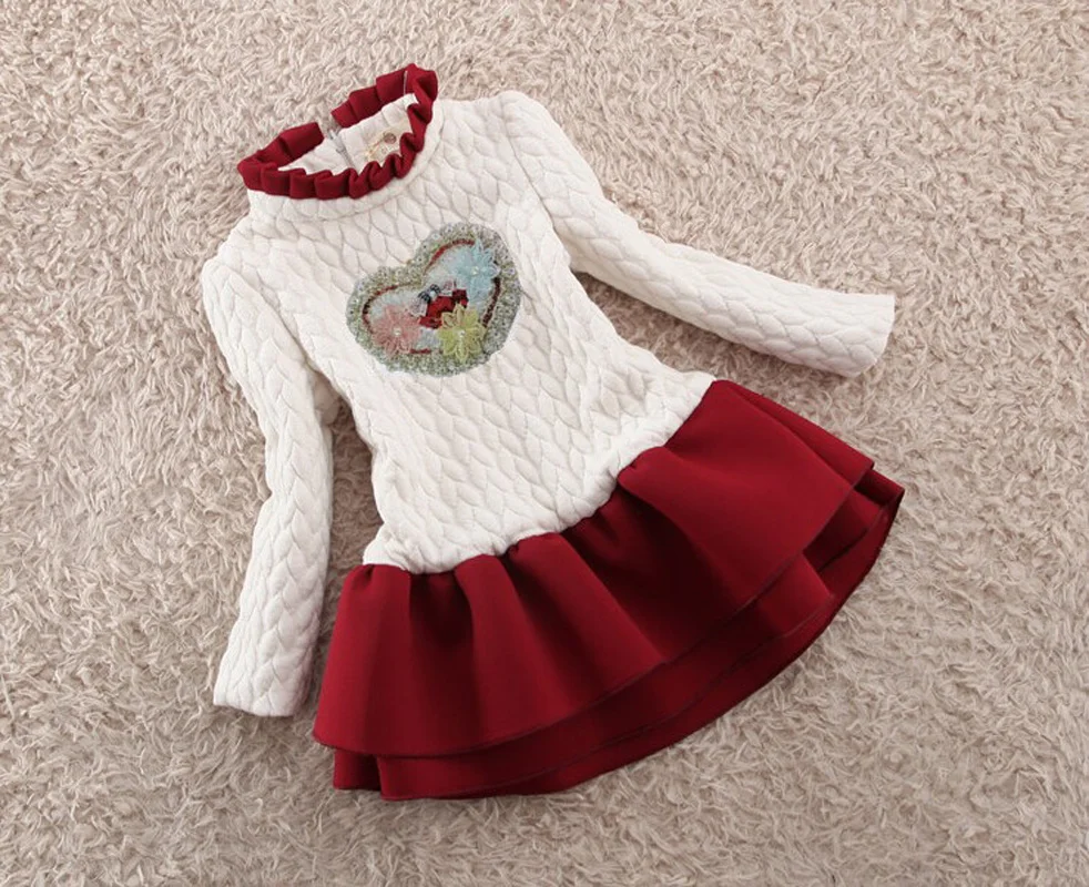 bibicola 2020 winter children thicken warm dresses kids candy sweet dress baby girls Plus thick velvet | Детская одежда и обувь
