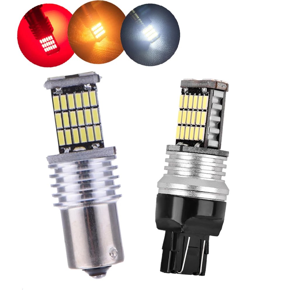 YSY 4x Canbus без ошибок 1156/BA15S 1157/BAY15D 3156 3157 7440 7443 4014 45smd Chipsets светодиодный фонарь для