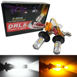 Super Bright 1Set 1156 P21W BA15S 5730 20 SMD White/Amber Switchback LED Bulbs Kit Car Turn Led Signal Head Light S25 Dual Color