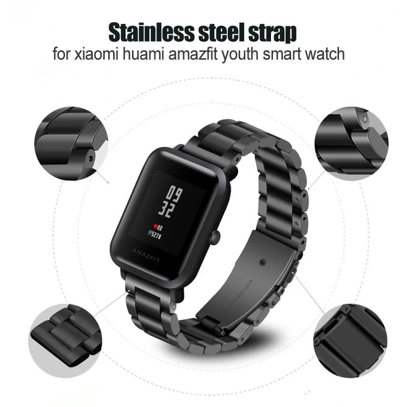 20 мм Металлический Стальной ремешок для часов Huami Amazfit Bip Lite Samsung Galaxy gear S2 S4 band Garmin