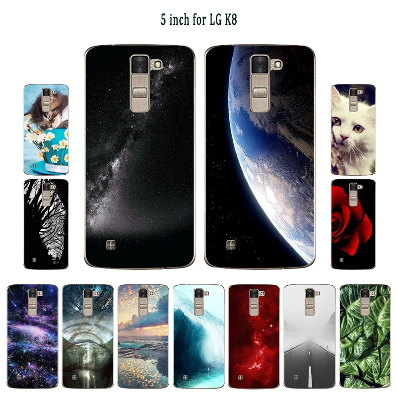 Роскошный чехол для LG K8 Lte K350 K350E K350N покрывает спящий окрашенный Силиконовый ТПУ