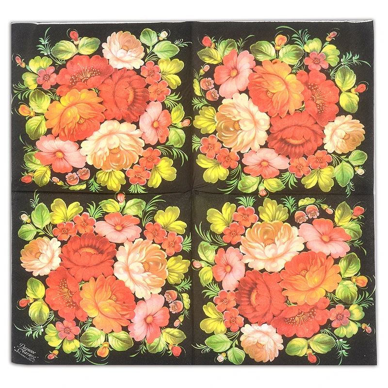 Новые высококлассные винтажные черные цветочные бумажные салфетки кафе