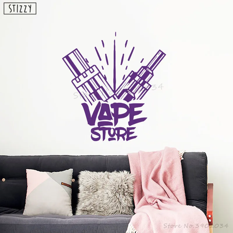 Настенная Наклейка stizzy Современная Vapeshop обои для окна Vaping логотип
