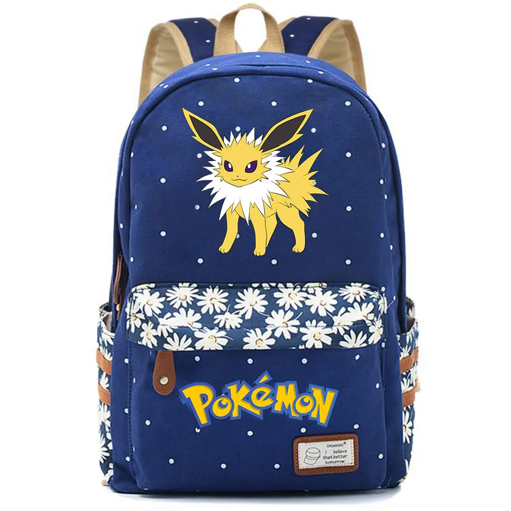 Eevee Espeon Flareon Glaceon Jolteon школьная сумка в горошек для мальчиков и девочек, женская сумка, школьная сумка для подростков, Холщовый женский рюкзак