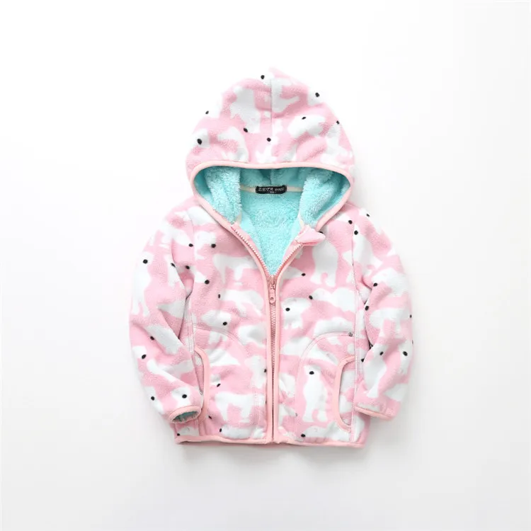 Light Pink Bear ZJHT/флисовые куртки для мальчиков и девочек; сезон весна плотная детская верхняя одежда с героями мультфильмов детские ветровки; детские пальто; MY015 - Цвет: Light Pink Bear