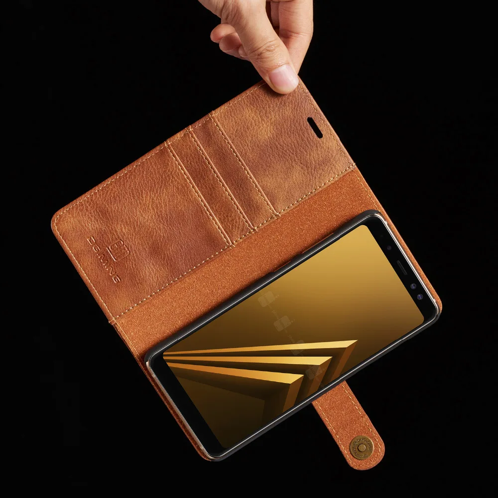 

Luxury Brand Genuine Leather Case For Samsung Galaxy A8 2018 case For Samsung A8 Plus 2018 case cover Magnetic Wallet Phone Bag