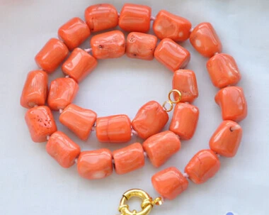 

Women Gift word Love huij 17" 16mm original baroque cylinder pink coral necklace women wedding Noble style