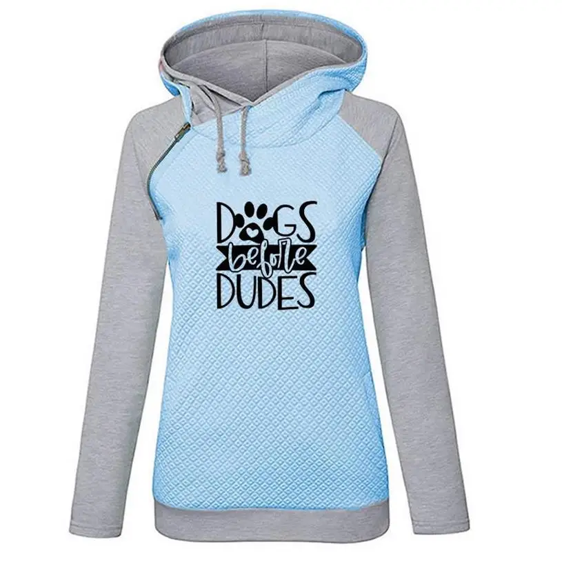 

Dudes Letters Print Hoodies For Women Zipper Decoration Kawaii Tops Hoodies Sweatshirts Thick Frauen Print Youth Comfortable