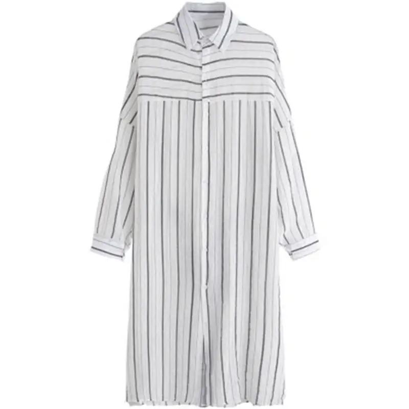 Женские топы рубашка в полоску 2019 шифоновый кардиган топ кафтан туники большого