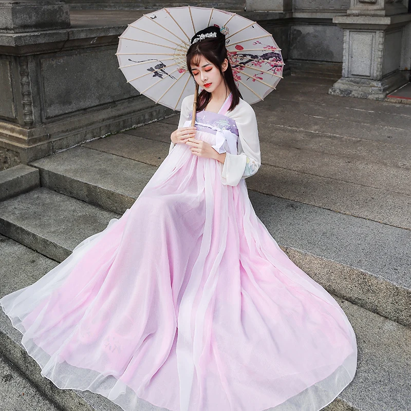 Hanfu Женский Китайский древний костюм розовое/зеленое платье феи карнавальный костюм Взрослый карнавальный наряд сценическая одежда Hanfu bl77