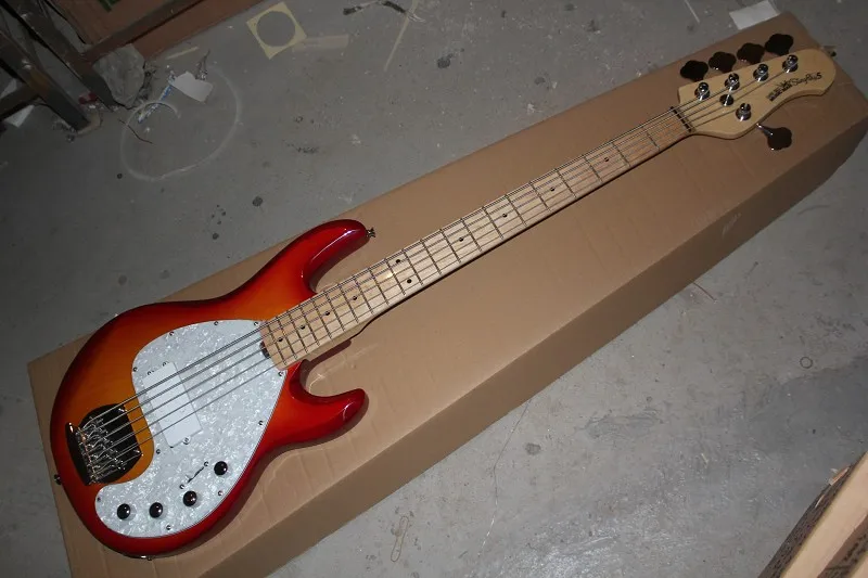 Высокое качество кленовым грифом Басс гитара Music Man stingray 5 Cherry электрическая бас с