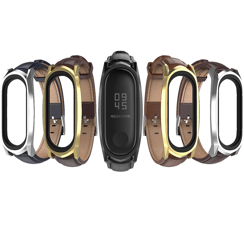 Ремешок из натуральной кожи для Xiaomi Mi Band 5 универсальный наручный смарт браслет