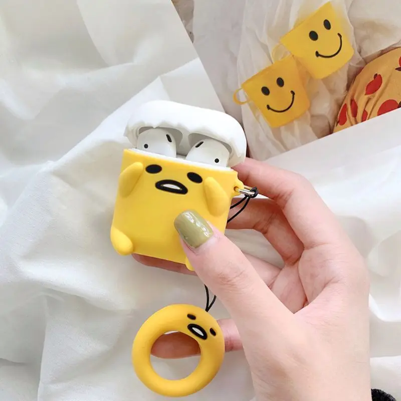 Мягкий силиконовый защитный чехол ударопрочный с ремешком для Airpods 1/2 зарядная
