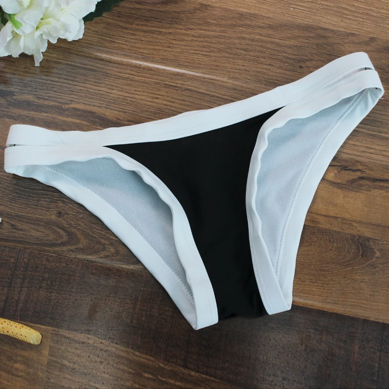 Geometric Low Waist Sexy Beachwear Wireless Halter Swimsuit Black White Thong Bikini Sets Swimwear Padded Elastic Bathing Suit |