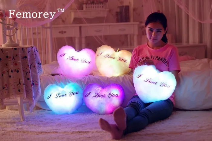 Плюшевые разноцветные подушки с подсветкой 38х35см|birthday gift|led light pillowluminous pillow |