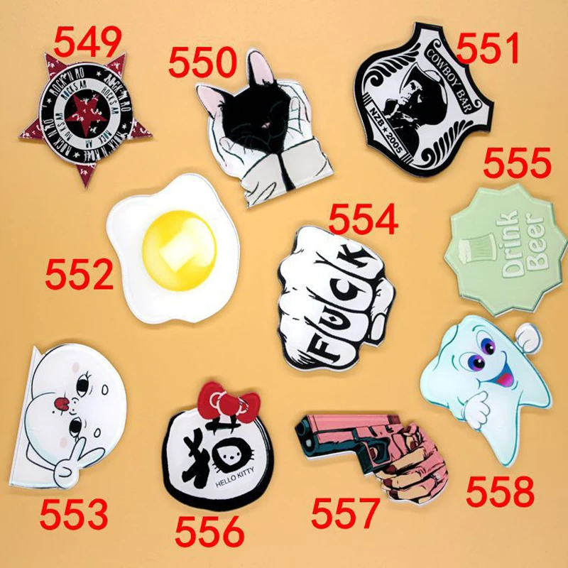 1 шт. акриловые броши в виде пистолета с забавными персонажами мультфильмов