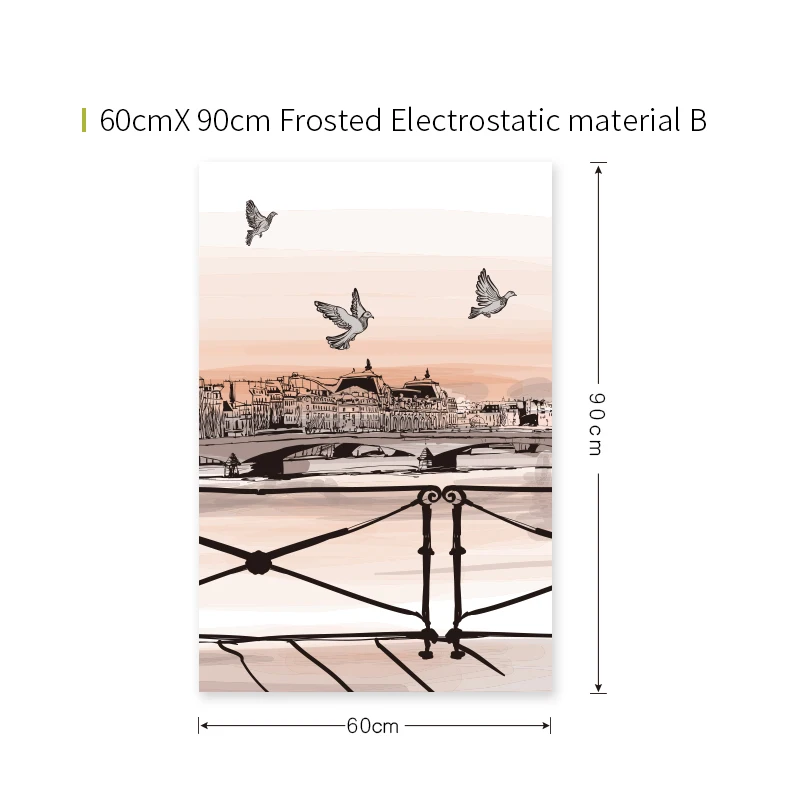 Stained glass static Window Film Frosted Opaque Privacy Glass films Home Decor Frosted Polyethylene window decoration Cling - Цвет: B 60x90cm