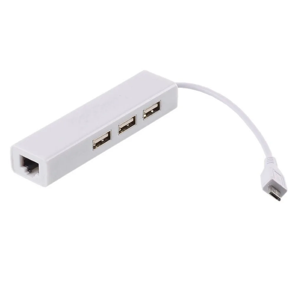 Micro USB 3 Порты концентратор, OTG коммутатора Ethernet 10/100 Мб USB к RJ45 сетевой адаптер проводной сетевой карты для Win Android Phone/PC/ноутбука