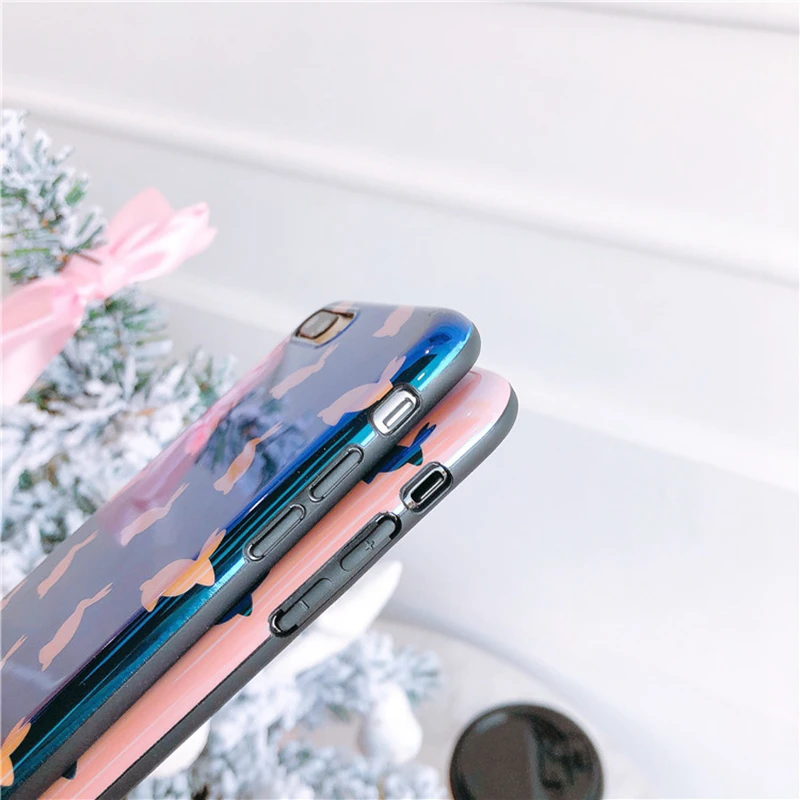 WMZSUCC Luxury Pink Blue Laser Rabbit Cute Bunny Soft Phone Case for iPhone X 8 7 Slim Back Cover 6 Plus |