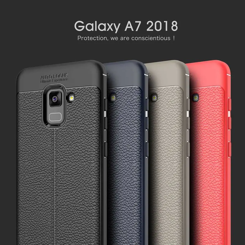 UPaitou Мягкий чехол из ТПУ для Samsung Galaxy A7 2018 кожаный с текстурой силиконовый