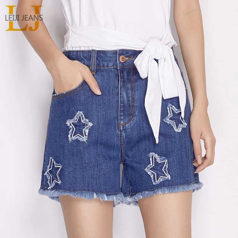 LEIJIJEANS Новое поступление крутые летние свободные женские джинсовые шорты размера