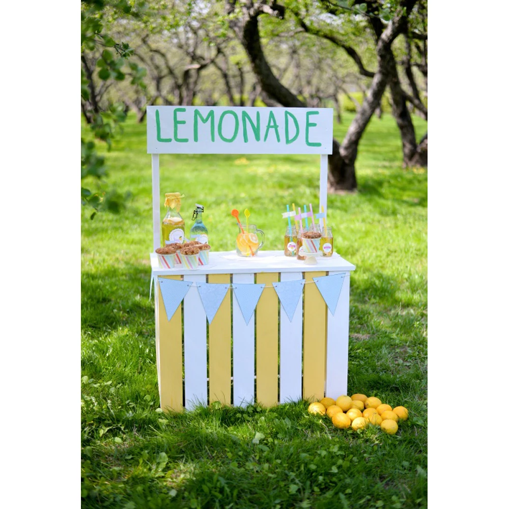 Laeacco фотофоны зеленая Весенняя трава стенд Lemonade магазин дерево детский портрет