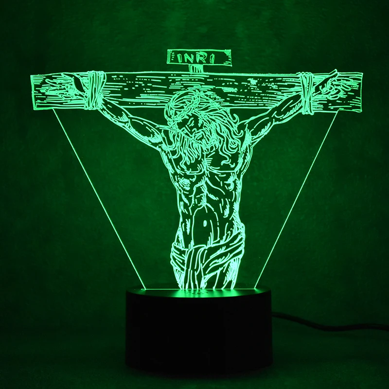 Перекрестная лампа Распятие Христа 3d светодиодная цветная настольная