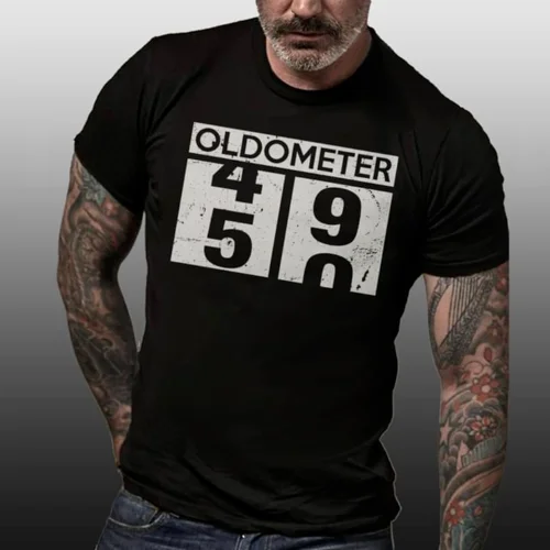 Oldometer 49 50 50th подарок на день рождения винтажная Мужская черная футболка S-5XL
