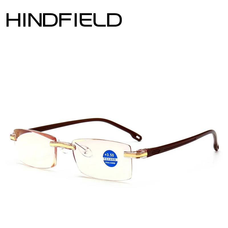 Hindfield Blu ray очки TR90 ультралегкие для чтения мужские без оправы + 100 400 O675|Мужские