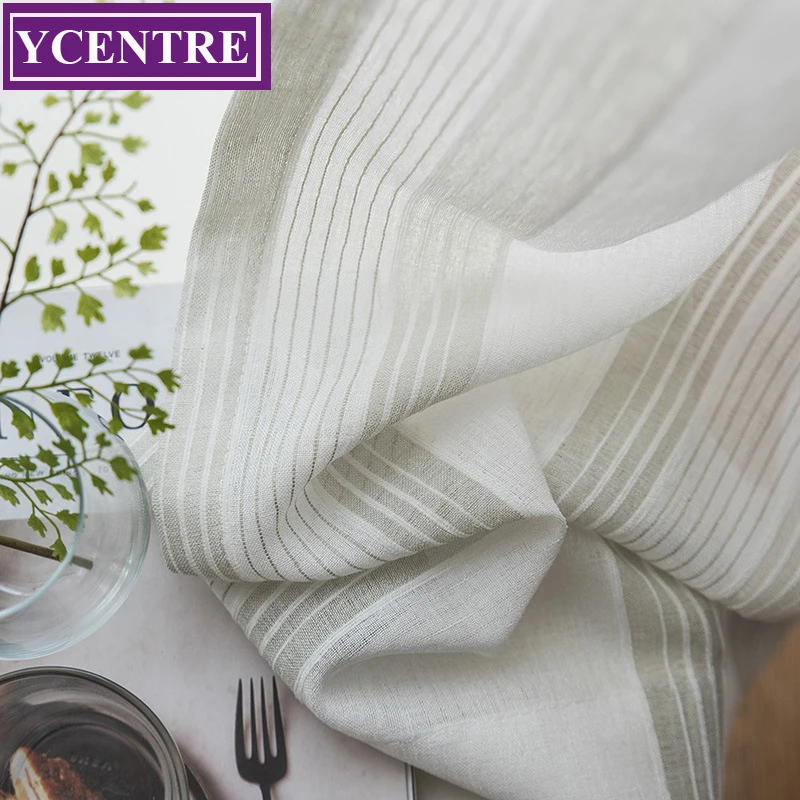 

YCENTRE Yarn Dyed Fresh Style Window Treatment Semi Ivory Voile Tulle Sheer Curtain for Living Room,Kitchen Drape for Bedroom