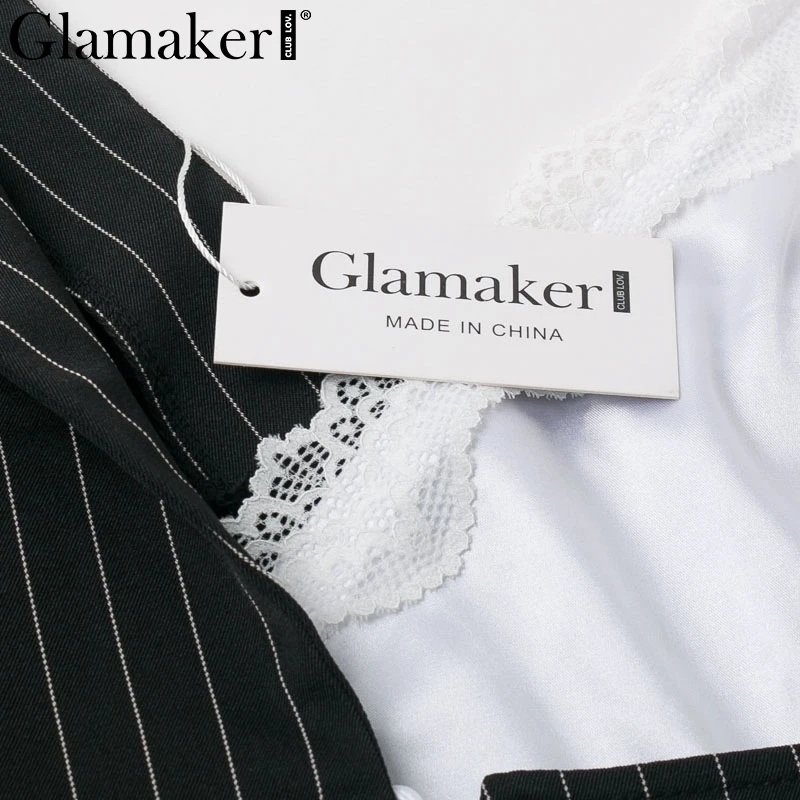 Glamaker, кружевное сатиновое летнее платье, vestidos de fiesta, на шнуровке, Короткое женское платье, на одно плечо, в полоску, летнее платье, лоскутное, сексуальное платье