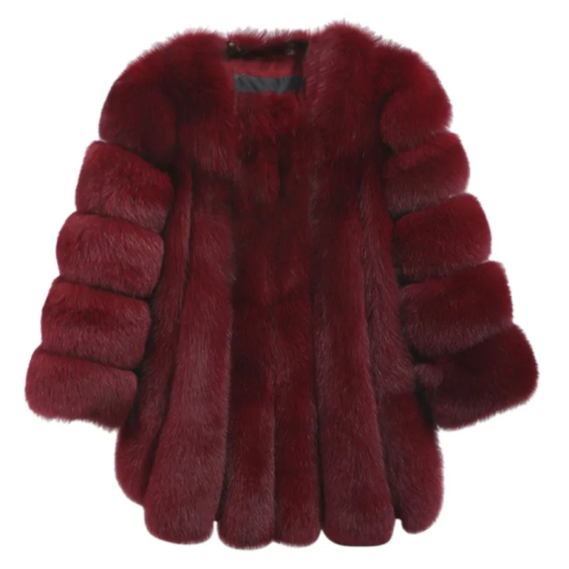 wine red Модное женское зимнее пальто теплое пальто Женская Верхняя одежда куртка из искусственного меха длинная стильная 7 цветов размера плюс M-XXXXL - Цвет: wine red