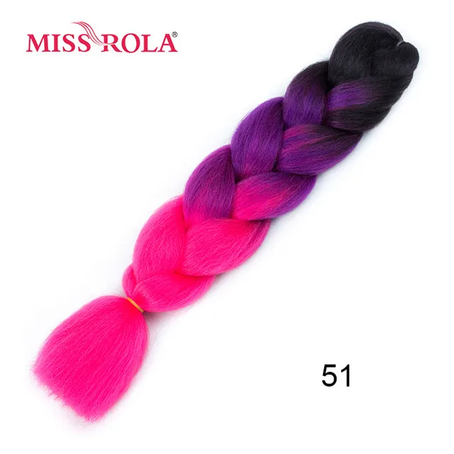 Розовый Miss Rola, 24 дюйма, крупное плетение, синтетические волосы для наращивания, 100 г, высокотемпературное волокно, Омбре, тон, вязание крючком, плетение волос 89 цветов - Цвет: Розовый