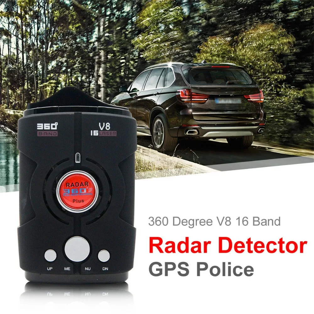 360 градусов Автомобильный Дальнобойщик скорость V8 gps Радар детектор 16 диапазонная камера голосовое оповещение Warnin 12V