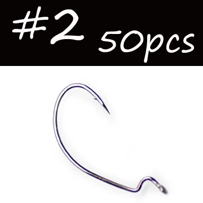 Size 2 50PCS 50 шт. широкий зазор крючки для червейЧерный Sharp кровоточащая приманка Каролина/пластиковая приманка крючки для мягкая пластиковая приманка бас рыбалка рыболовный крючок - Цвет: Size 2 50PCS